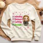 Christmas Sweatshirt Mindful Demure Cutesy Bougie - Personalized Sweatshirt - Image 3