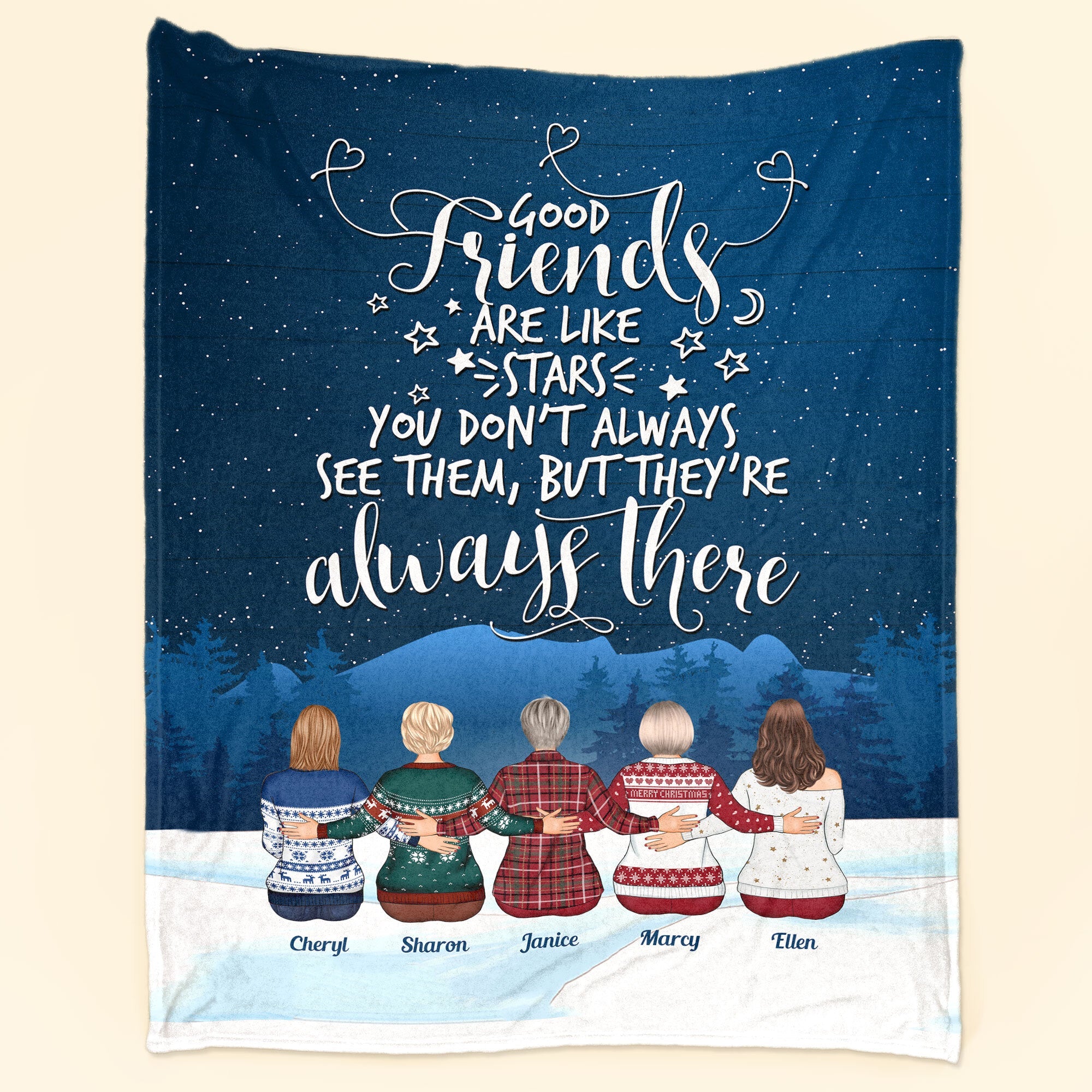 Good-Friends-Look-Like-Stars-Personalized-Blanket-Christmas-Gift-For-Friends-1_5_31c74284-5682-4885-b9e2-9bd79351a7b3.jpg Good Friends & Family Look Like Stars - Personalized Friend Blanket Big Size - Image 1