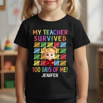 100 Days Of School School Boys Girls Kids Gift - Personalized Shirt - Image 2