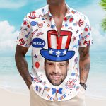 Custom Face Funny Happy 4th Of July - Personalized Photo Hawaiian Shirt - Independence Day Shirt - Image 2