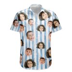 Custom Funny Face Retro Striped Pattern Trendy Summer For Family Matching - Personalized Photo Hawaiian Shirt - Image 7