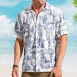 Hunting Fishing Camping Hiking Kayaking Toile De Jouy - Personalized Hawaiian Shirt - Image 3