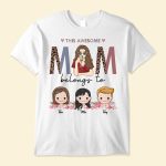 This Awesome Mom Belongs To - PersonalizedOne Size Shirt - Cute Kids Peeking
