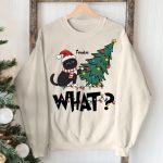 Cat What Christmas Tree - Personalized Sweatshirt - Image 3